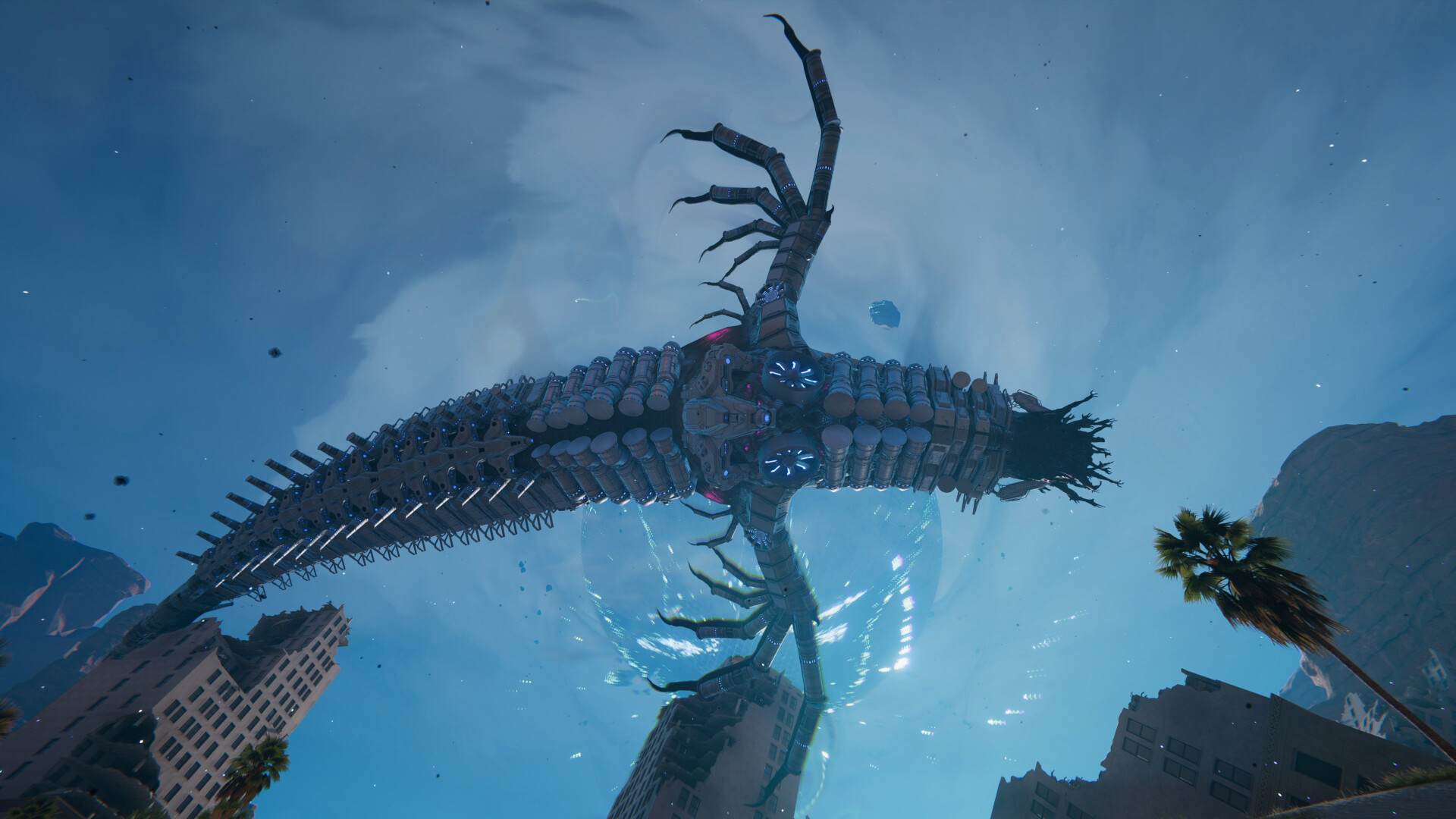 Once Human in-game screenshot of base building and combat