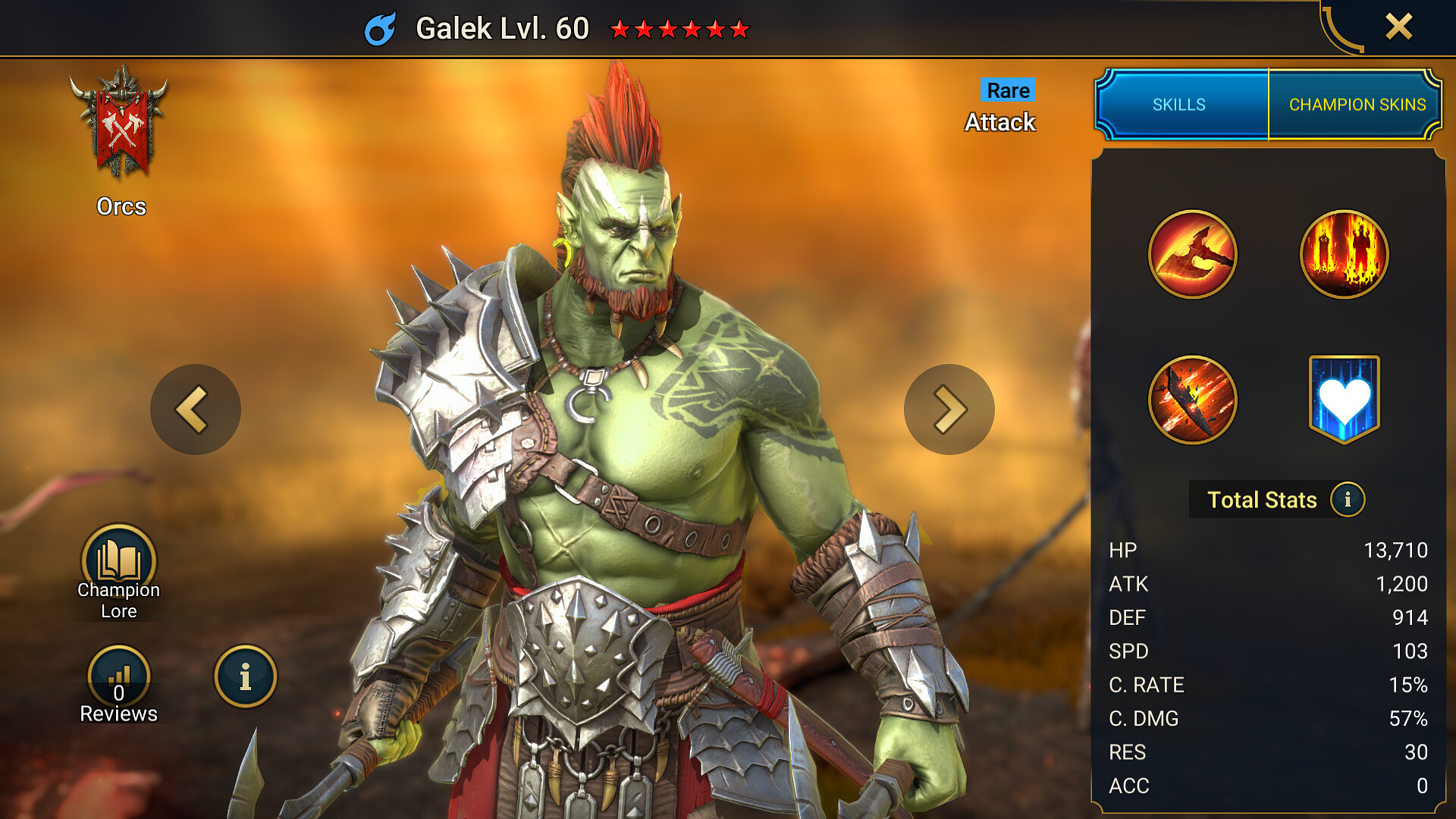 RAID: Shadow Legends in-game screenshot showing champion roster and battle UI
